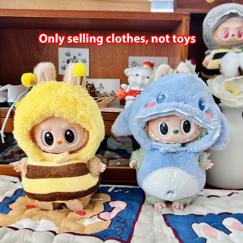 10cm Cute Mini Plush Doll's Clothes Outfit Accessories For Korea Kpop Exo Labubu Idol Dolls Bee/Shark Suit Clothing DIY Kid Gift