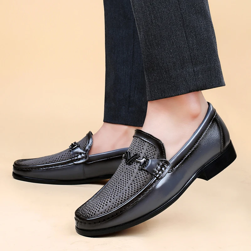 Classic Leather Fashion High Quality Cowhide Casual Shoes Handmade Loafers Men Footwear Low Heeled British Style Oxford Shoes