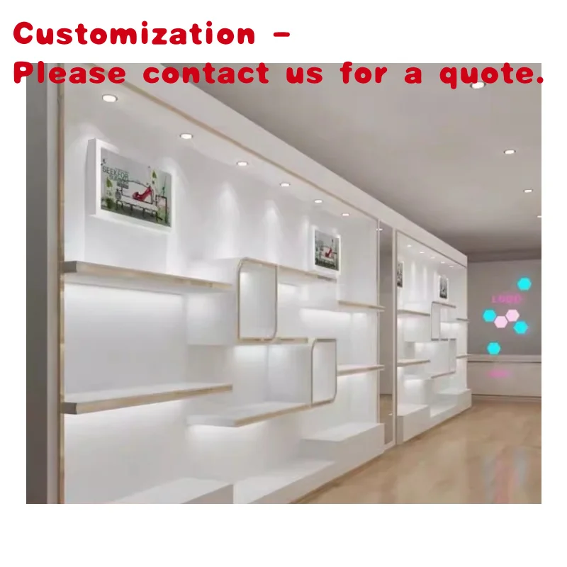 

на заказ. Индивидуальная настенная витрина для торгового центра. Мебель для розничного магазина. Косметическая витрина и витрина.