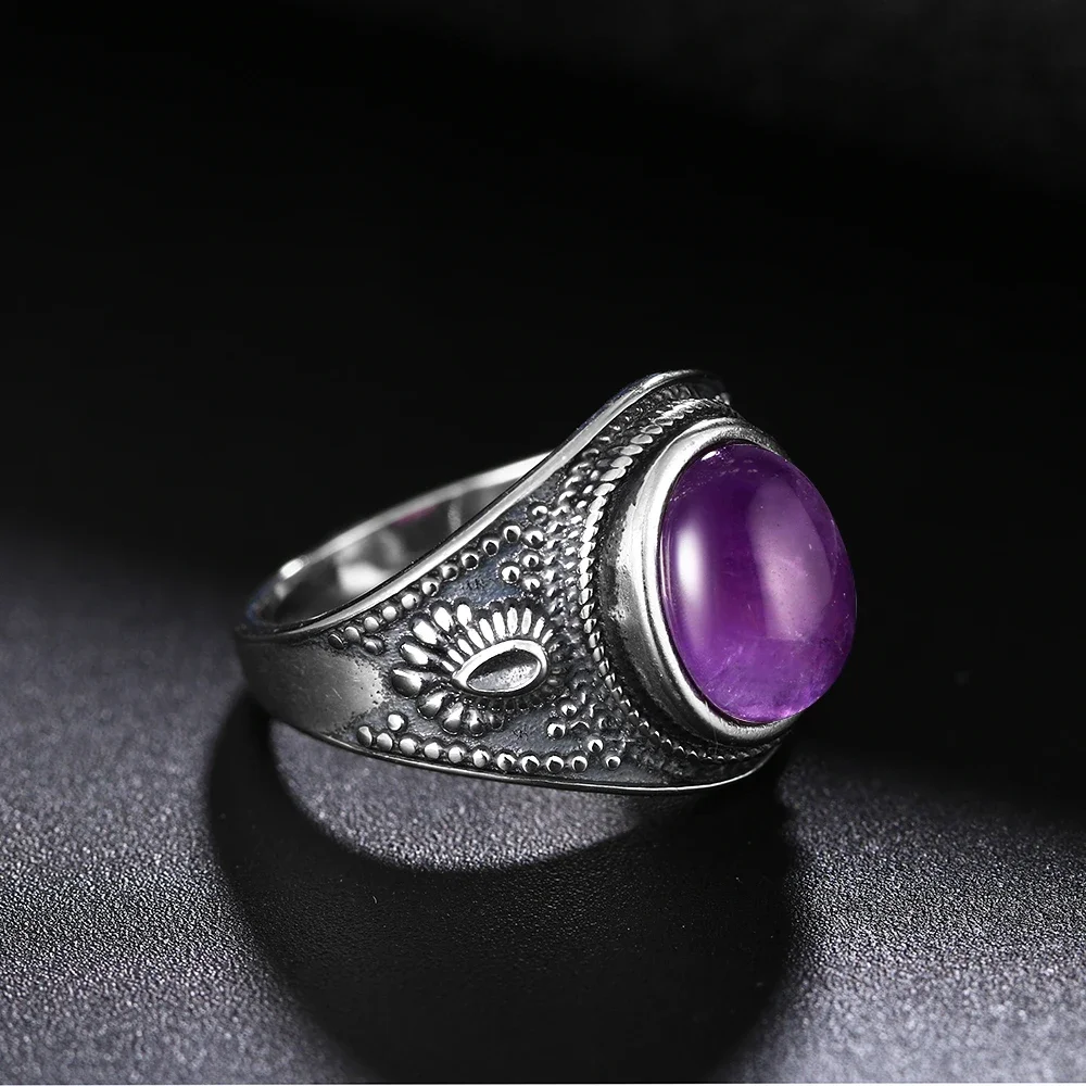 Natural Amethyst 925 Silver Jewelry Rings Men For Women Party Wedding Anniversary Engagement Gifts Fine Jewelry