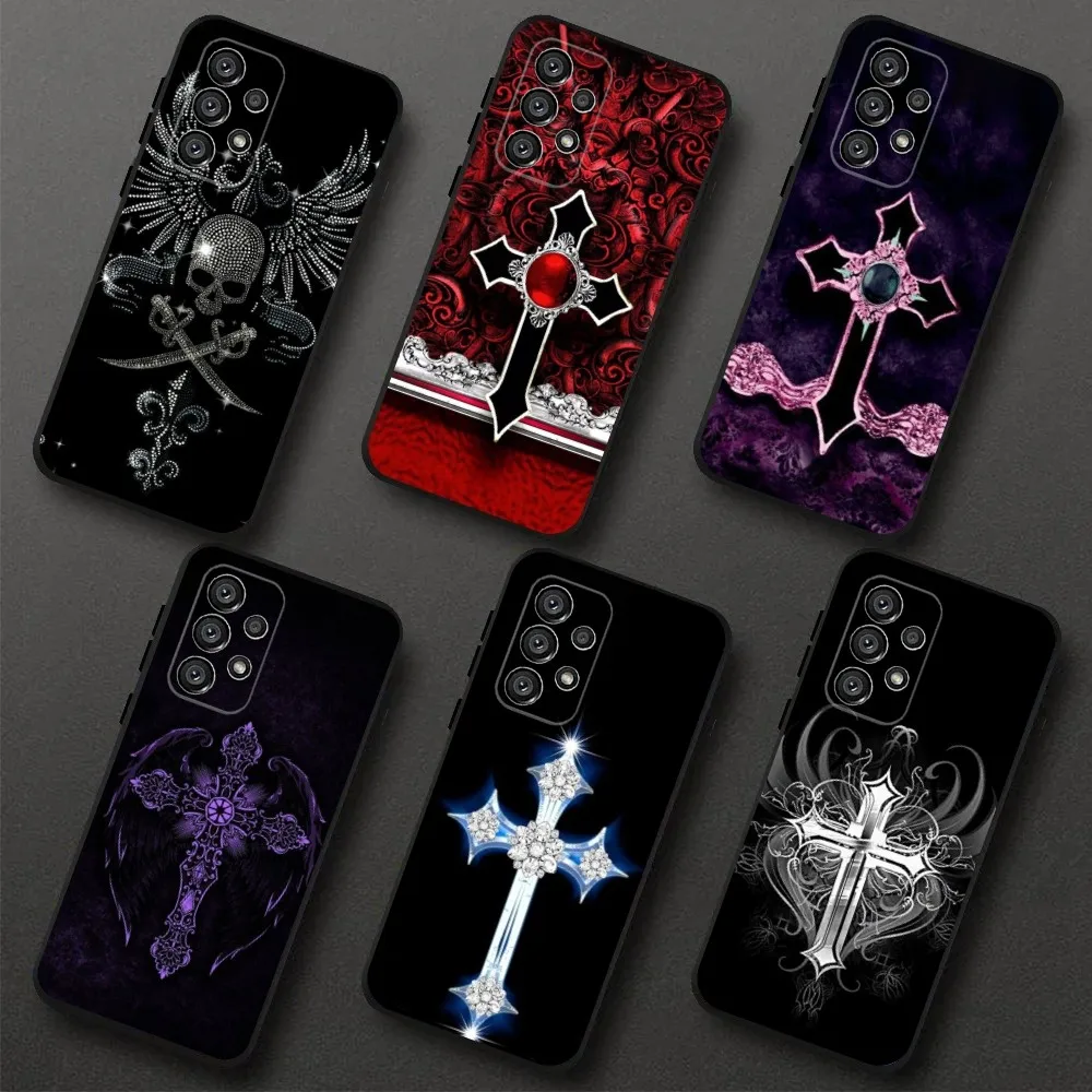 Gothic Cross Skull Y2K   Phone Case For Samsung Galaxy A20,A21s,A22,A31,A32,A52,A53,A72,73,A80,A91 Soft Black Cover