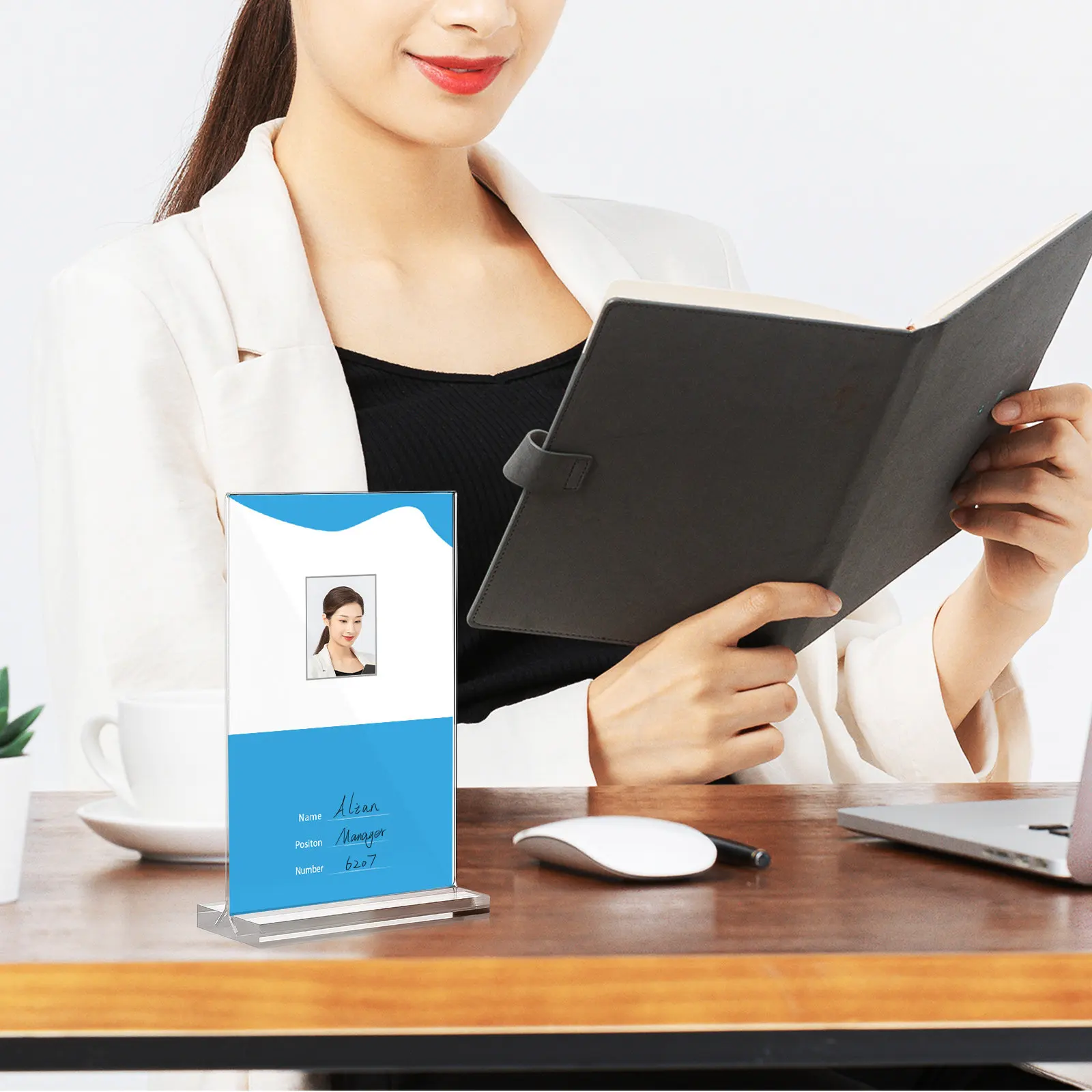 6Pcs Acrylic Menu Holder Clear Transparent Display Stand for Brochure Pamphlet Document A6 Paper Tabletop Office Retail