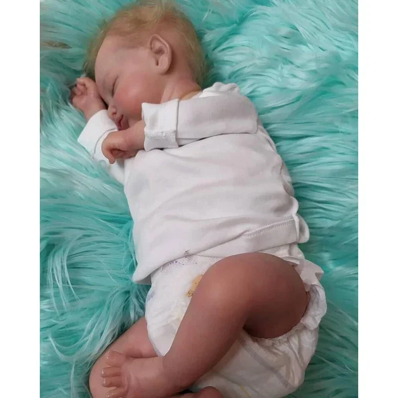 48cm Bebe Reborn Rosalie Slleeping Baby Doll Lifelike Cuddly Reborn Dolls Silicone Baby Doll 3D Skin Painting Veins Kids Toy