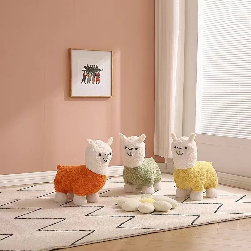 

B130 Internet celebrity alpaca shape sitting stool animal stool creative seat children's sofa plush living room stool