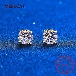 EF VVS1 Round Cut Total 4.0ct Diamond Test Passed Moissanite 18K Gold Plated 925 Silver Earring Jewelry Women Girl Gift