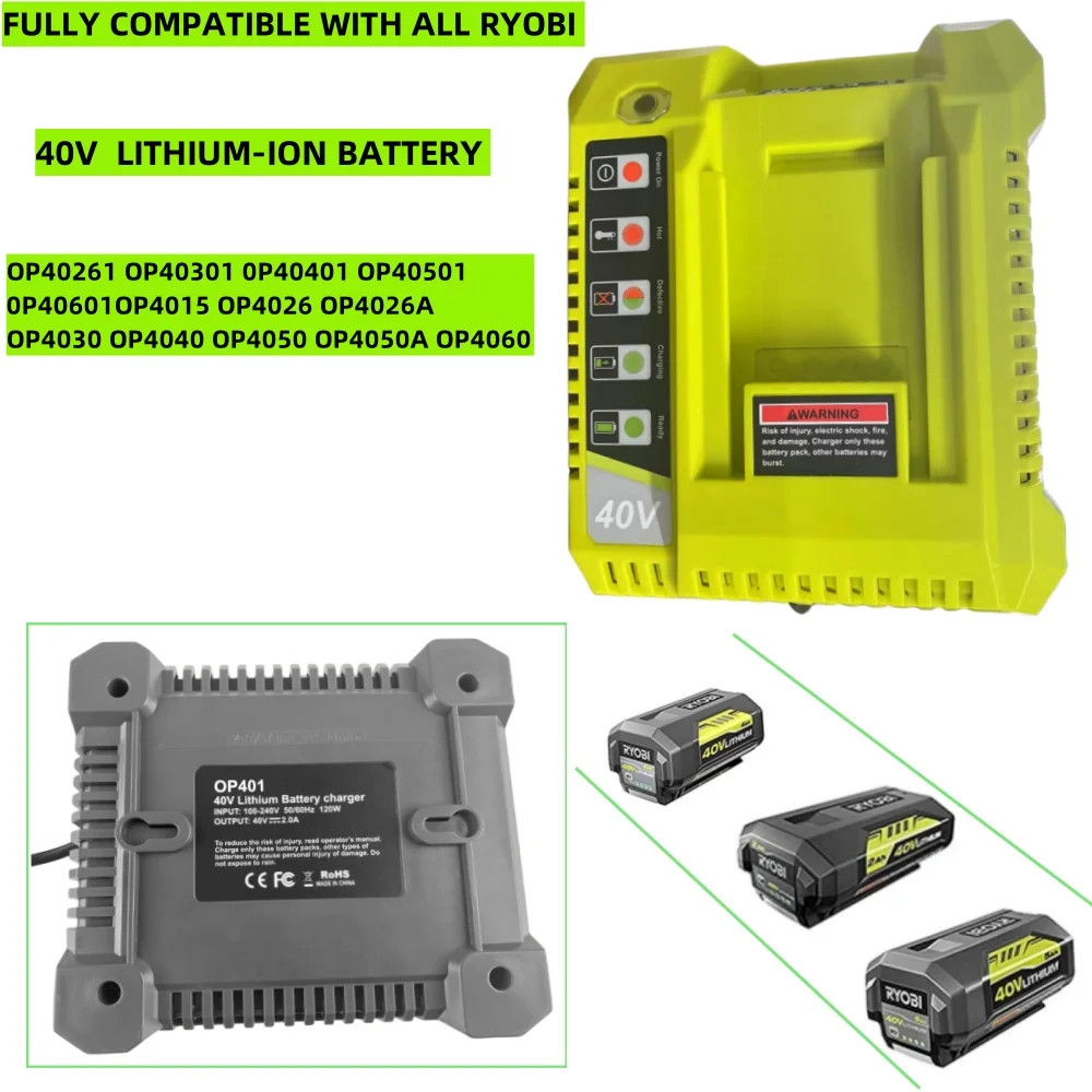 40V 10000mAh lithium-ion battery OP40401 OP4050A suitable for Ryobi OP4050 RY40502 RY40200 RY40400 electric tool battery