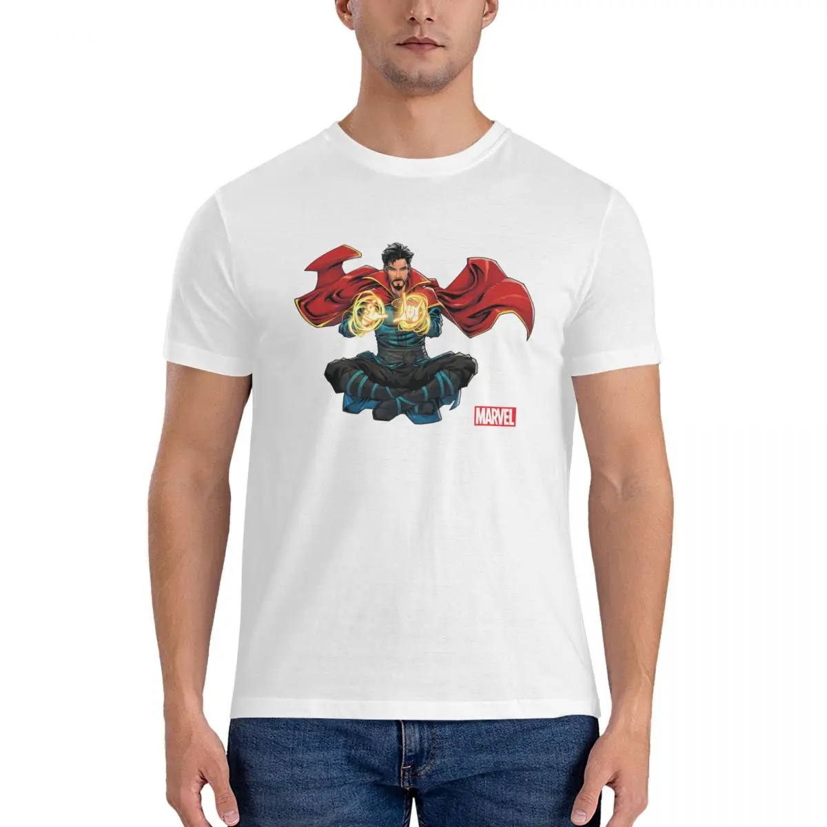 Camiseta de algodón Vintage para hombre, camisa de manga corta de Marvel, Dr.Strange Film, cuello redondo, Tops de fiesta