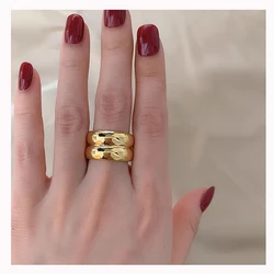 High Quality 18k Gold PVD Plated Stainless Steel 13mm Width Chunky Rings Unisex Party Fashion Jewelry Men Women anillos mujer