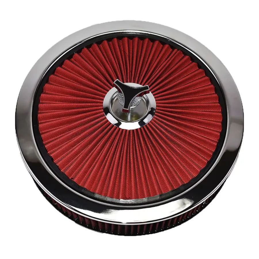 

HighFlow Air Cleaner Assembly 14x3in, Red Chrome Top amp Base Red Air Cleaner Element Performance Auto Parts amp Replacement Fil