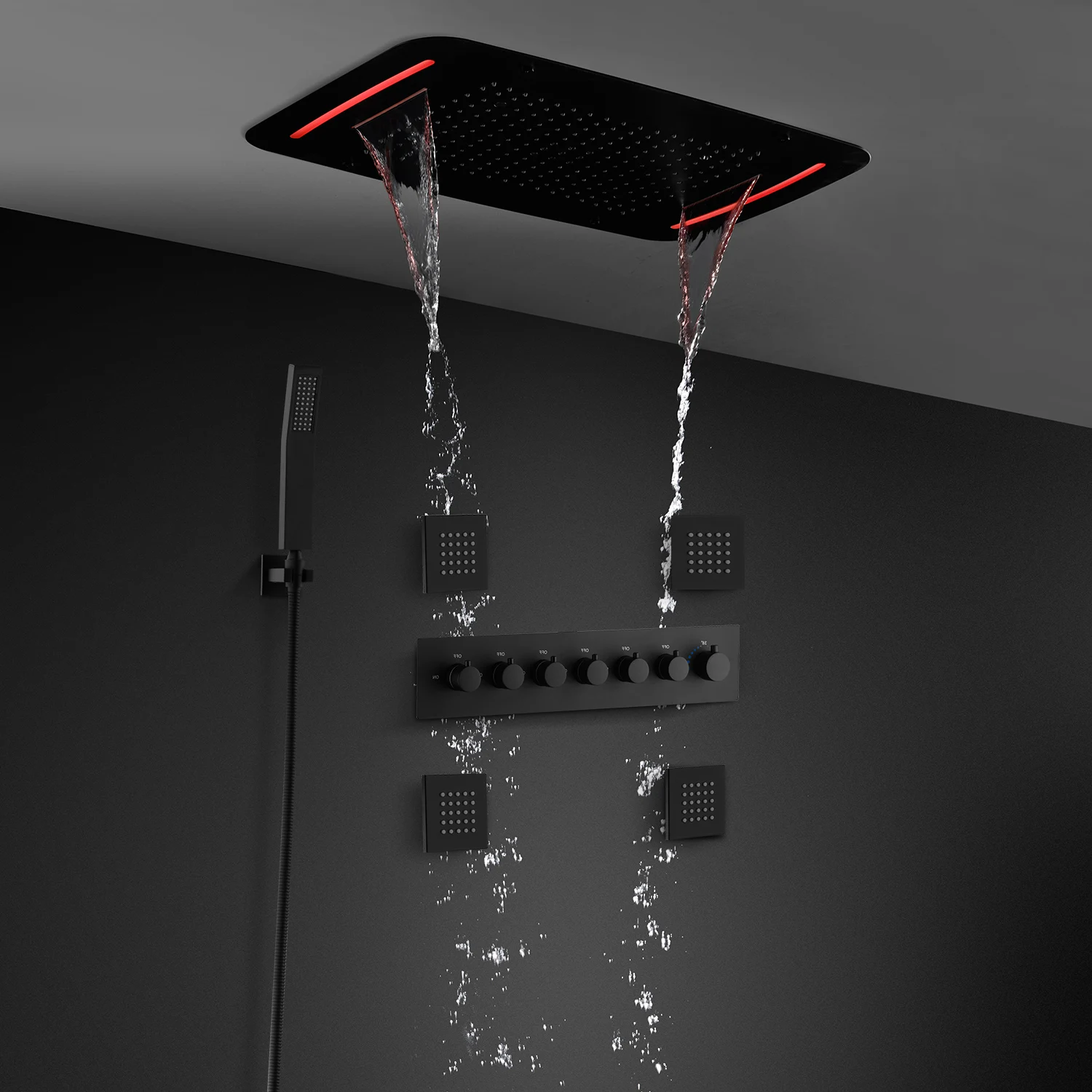 Led Rainfall Shower Head Waterfall - Moderne badkamer 6-functies slimme douchekop regendouche