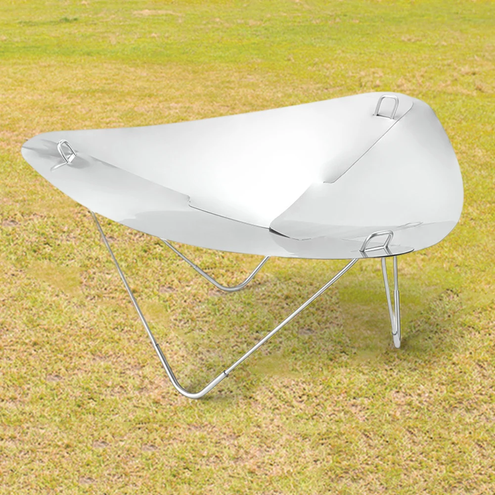 Soporte portátil para estufa de leña para acampar, foja de leña desmontable de acero inoxidable con bolsa de almacenamiento para barbacoa y mochilero