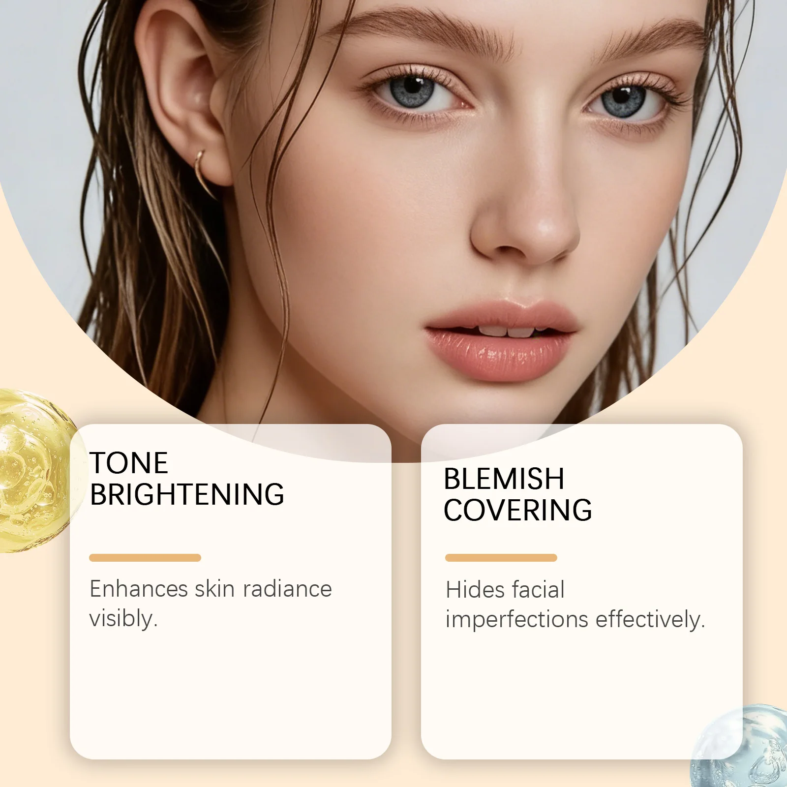 Base de maquillage pour le visage avant le maquillage, correcteur sous les yeux, couvrance totale, atténue les cernes, estompe l'apparence des ridules et des rides