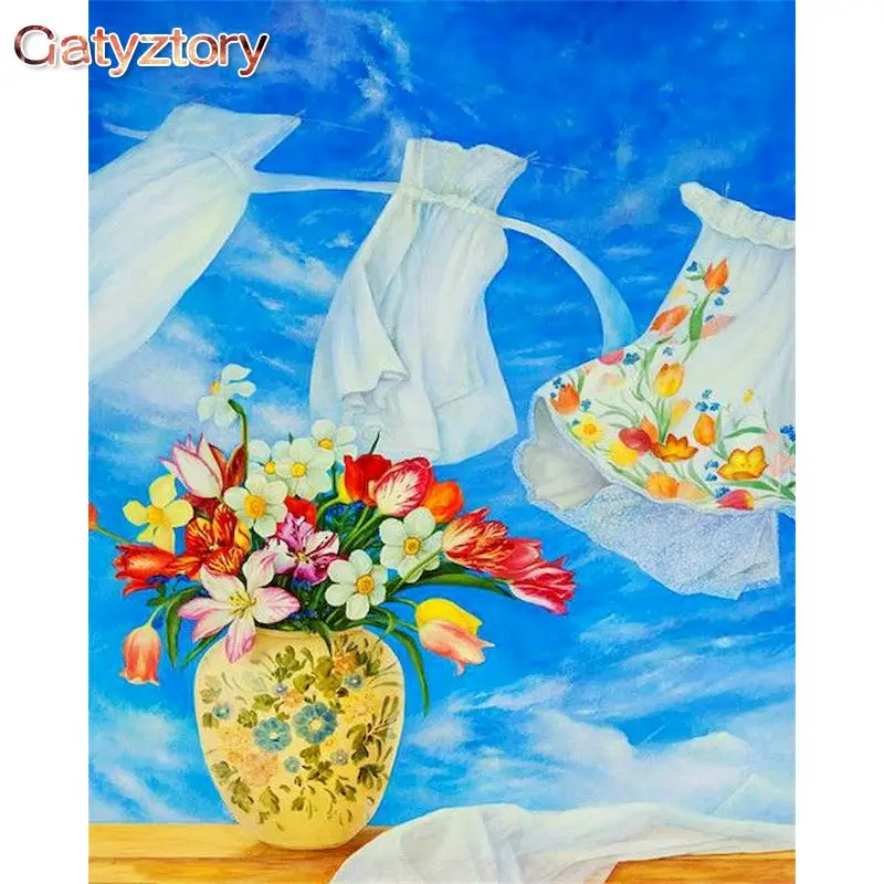 

GATYZTORY Acrylic Painting By Numbers DIY Handwork Picture By Numbers Flowers Paint By Numbers For Adults Crafts Unique Gift