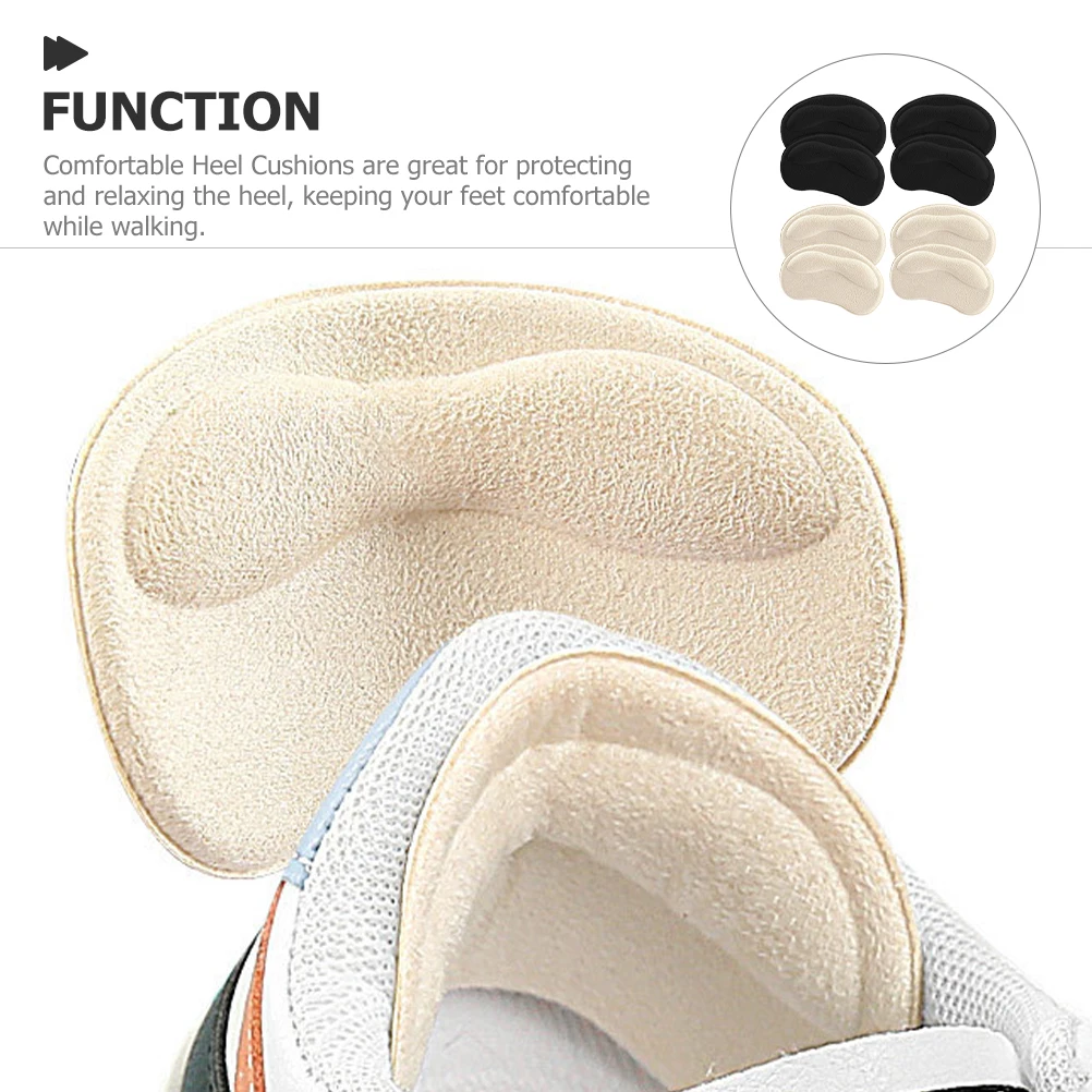 

8Pcs Heel Cushion Pads Non-Slip Sturdy Adhesive Inserts for High Heels Black Beige Foot Care Accessories