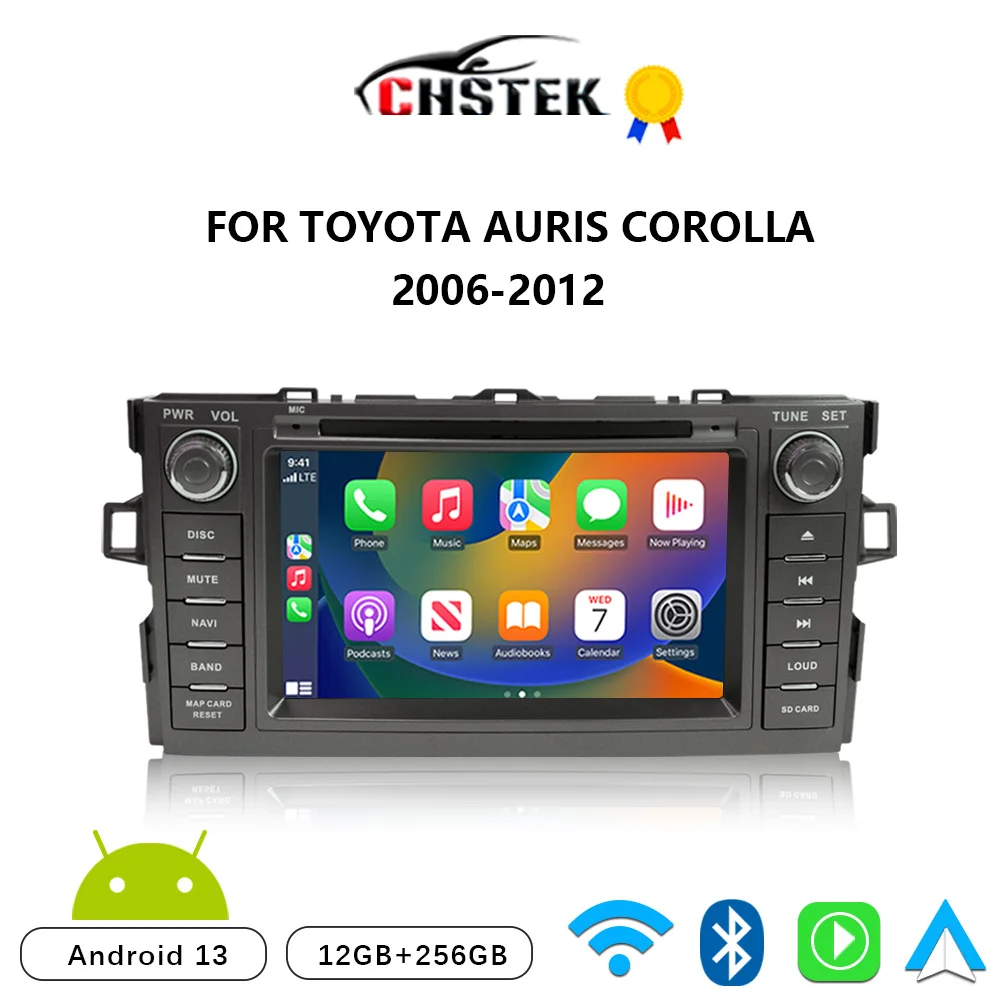 CHSTEK Car Radio Android 13 Carplay For Toyota Auris E150 Corolla Levin 2006-2012 Navigation Bluetooth WIFI 4G Multimedia Stereo