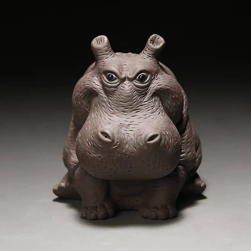 Hippo Purple Clay Tea Pet Wealth-attracting Handcrafted Tea Play Tea play Accessory Chinese Style Tea Pet