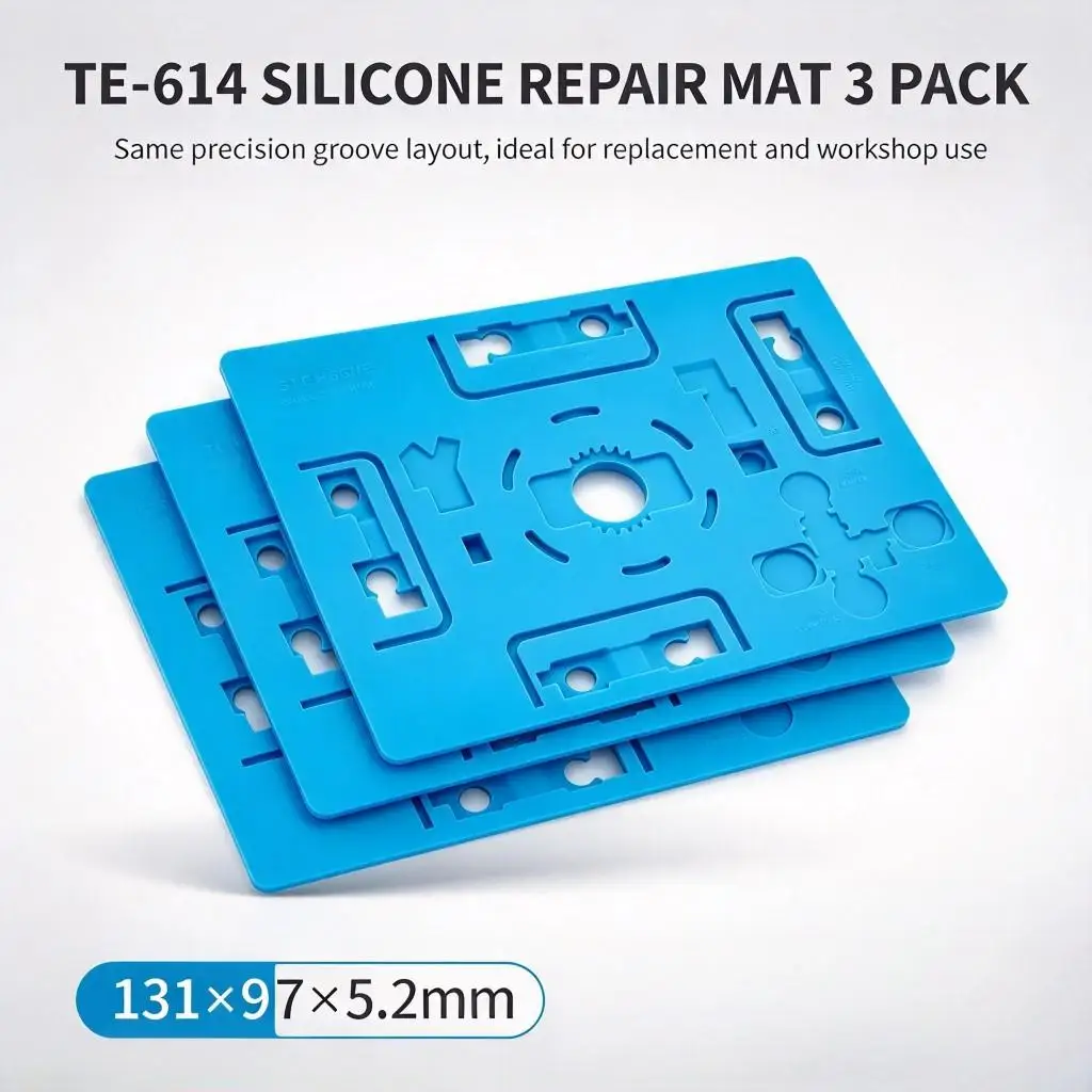 TE-614 Heat Resistant Silicone Repair Mat, Anti-Slip Soldering Work Pad,  for Phone, Laptop, Watch PCB Electronics Repair