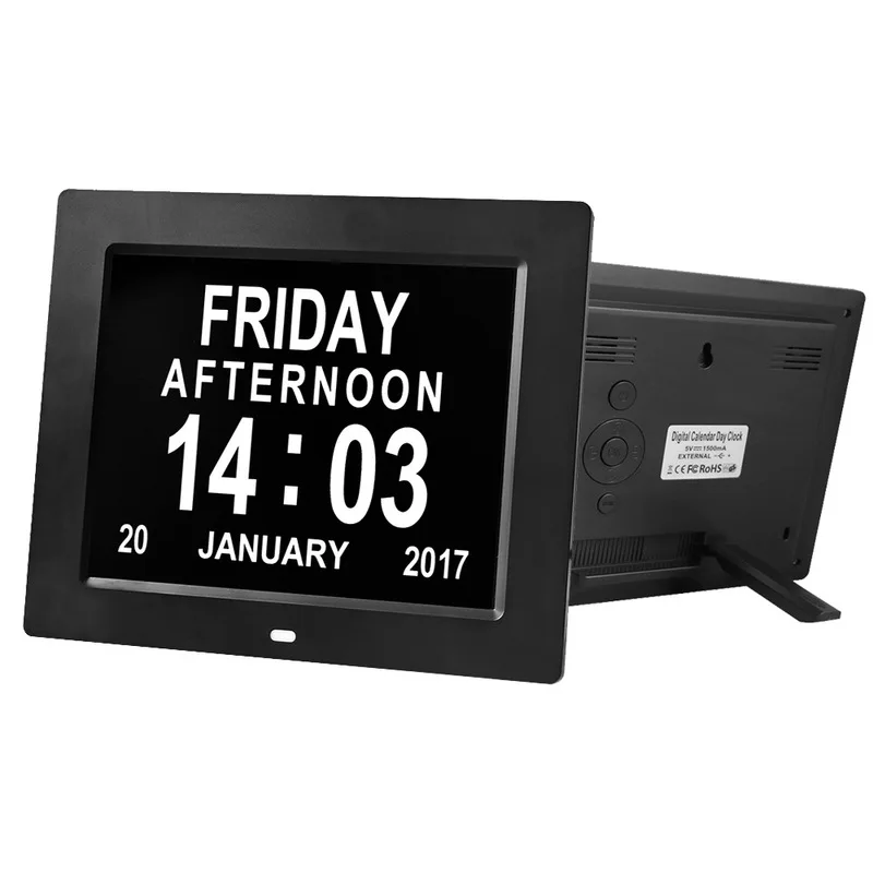 Desktop Clock Digital Calendar Day Clock 8 Inch Large Screen Display Time Date Month Year Dementia Clocks For Seniors Elderly