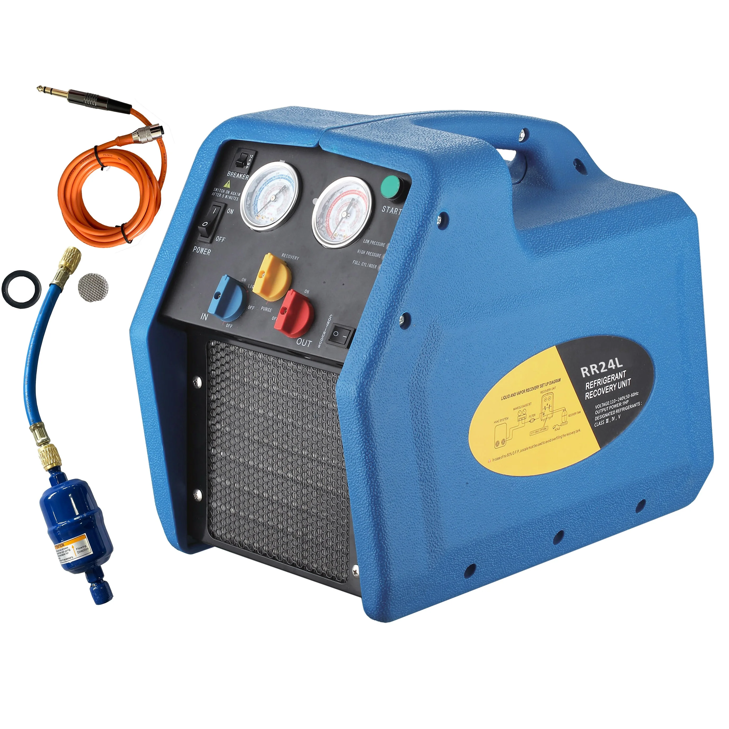 

R32 R1234YF R410A R134a Refrigerant Recovery Machine 1 HP RR500 Car Air Conditioner HVAC Refrigerant Recycling Unit
