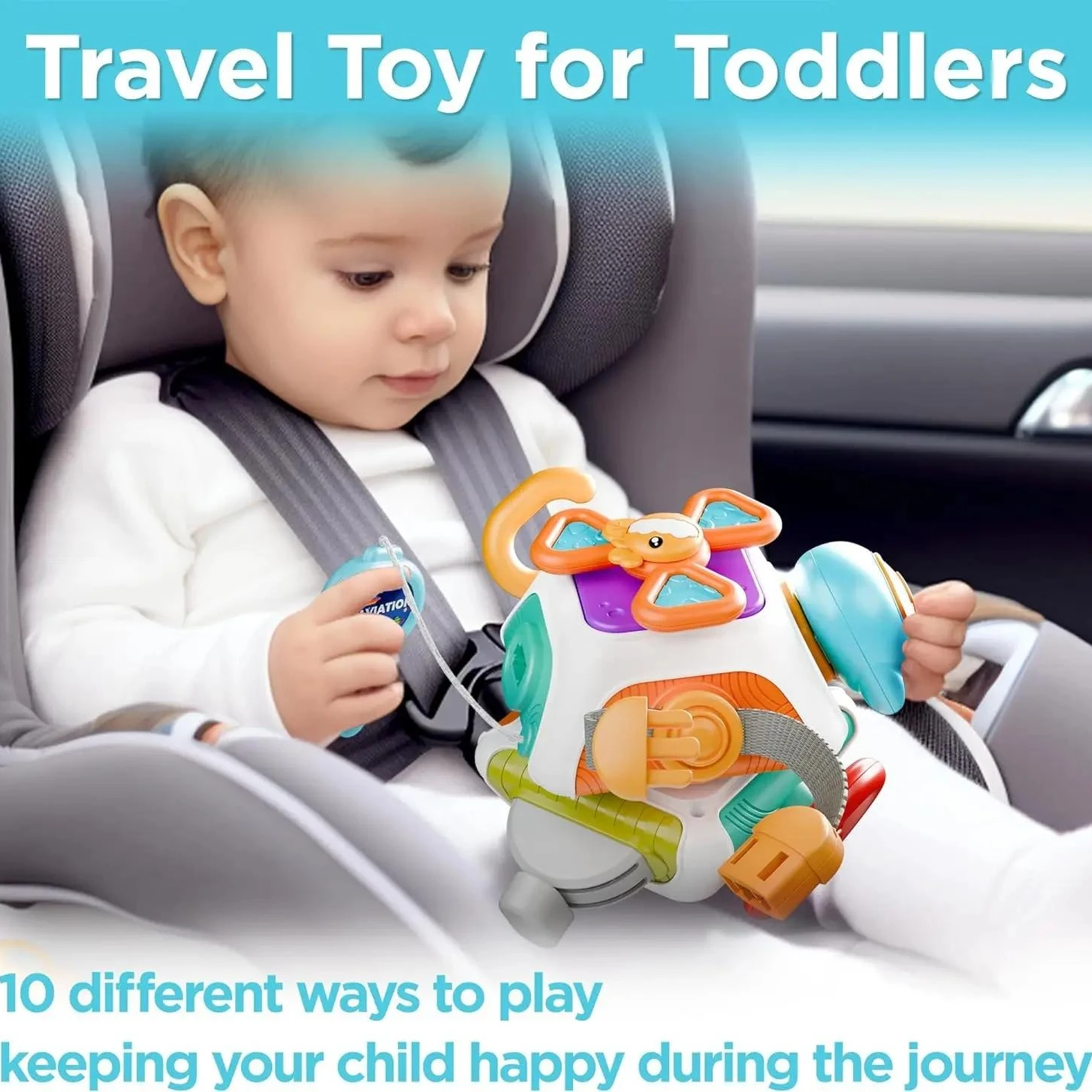 6-in-1 Baby Busy Board Montessori Fidget Sensory Cube for Toddlers & Infants, Educational Learning Toy Develop Fine Motor Skills