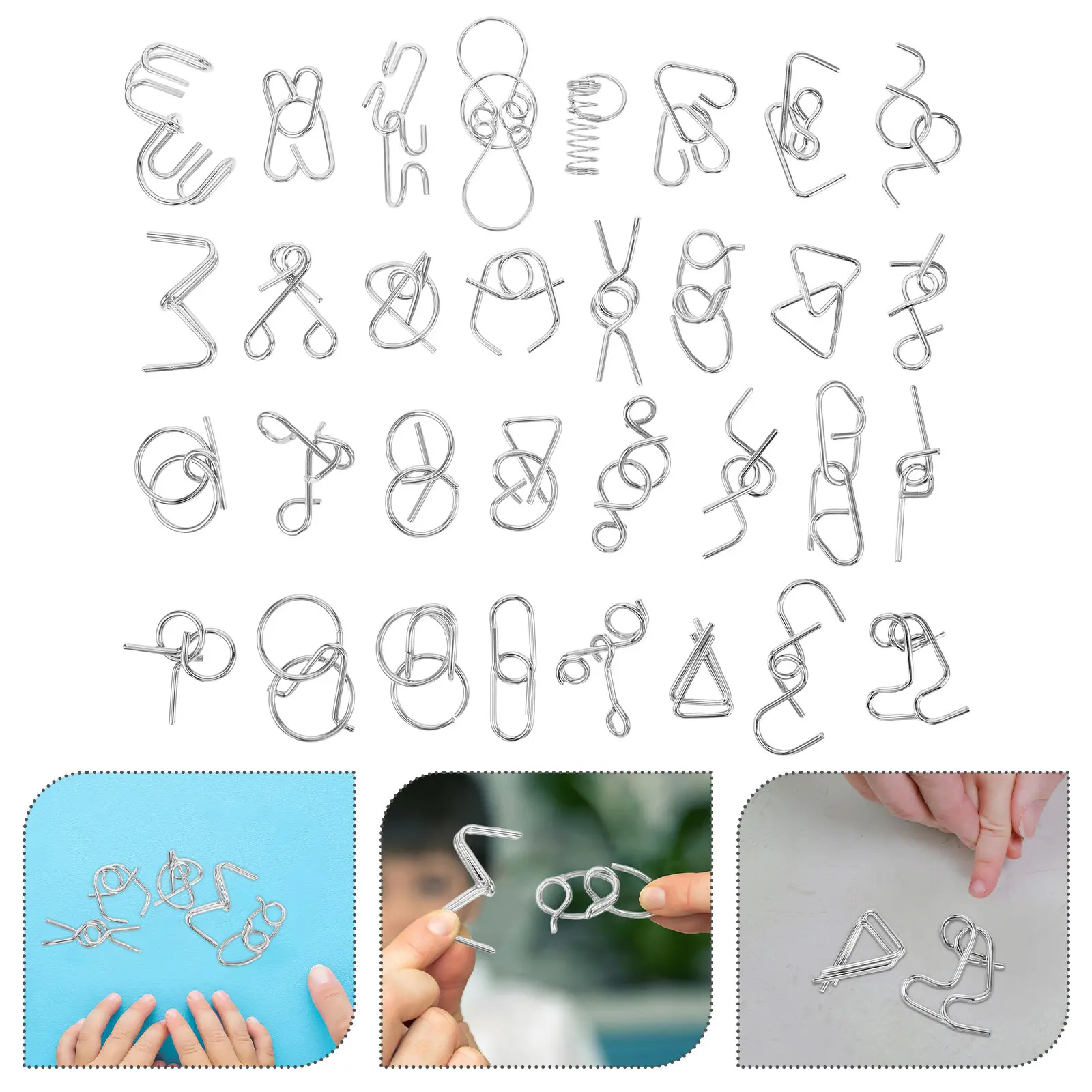 Juego de 32 Anillos Enlazados de Aleación, Rompecabezas Metálico, Desenredador Mental, Juego de Desafío de IQ para Niños y Adultos, Recuerdo de Fiesta