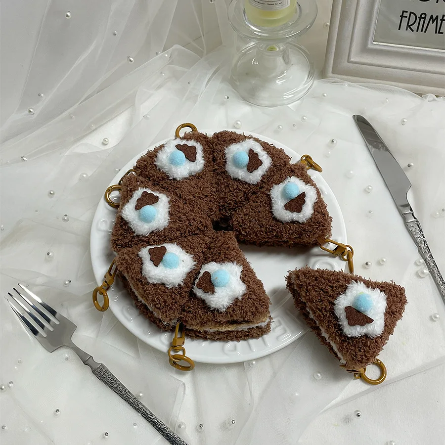 Cartoon Cream Strawberry/matcha/chocolate Cake Plush Pendant Keychain Doll Cute Dessert Doll Keychain Backpack Decor Girl Gift