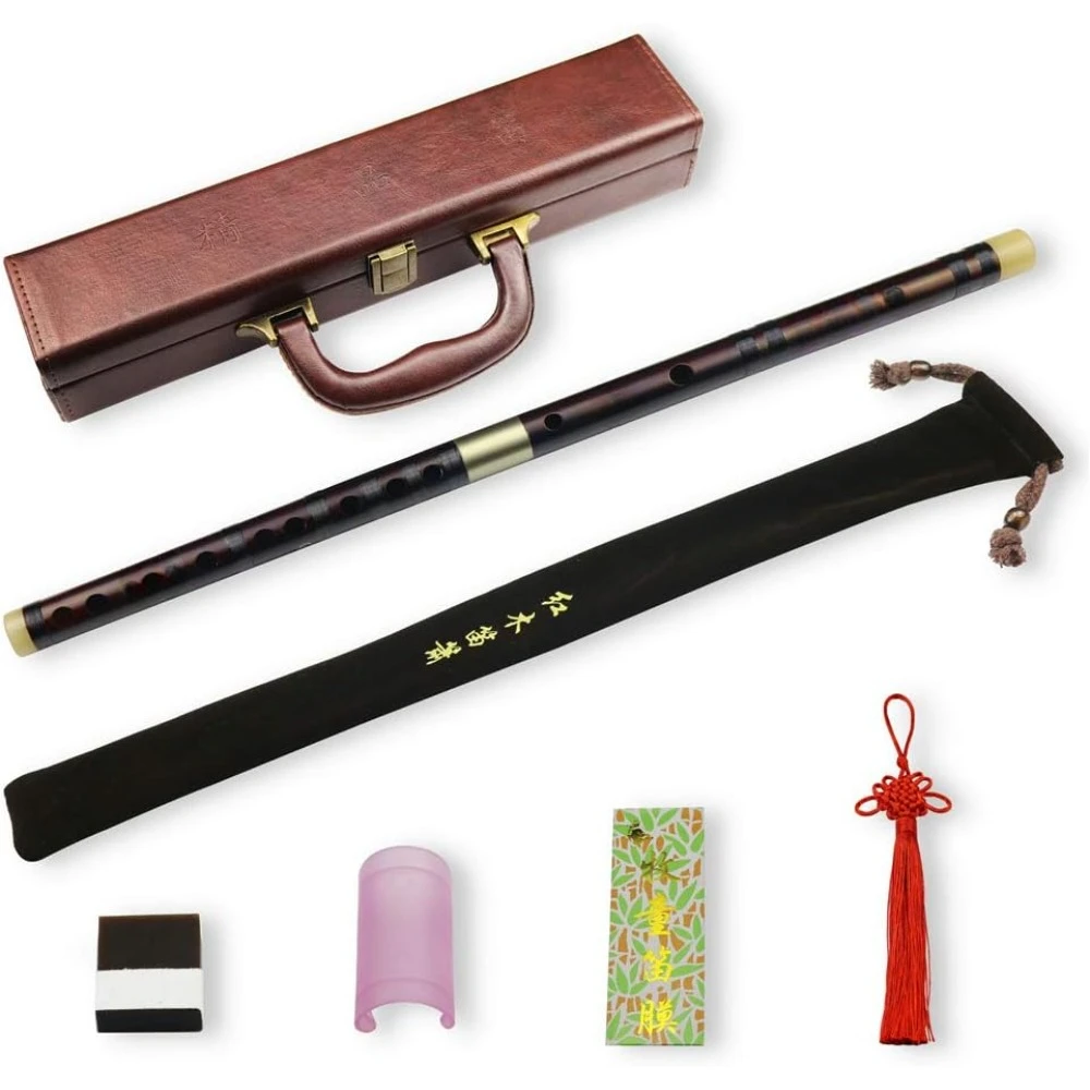 C Key Dizi Professional Rosewood Flute with Free Membrane & Glue & Protector Set Traditional Chinese Instrument Rosewood Flute