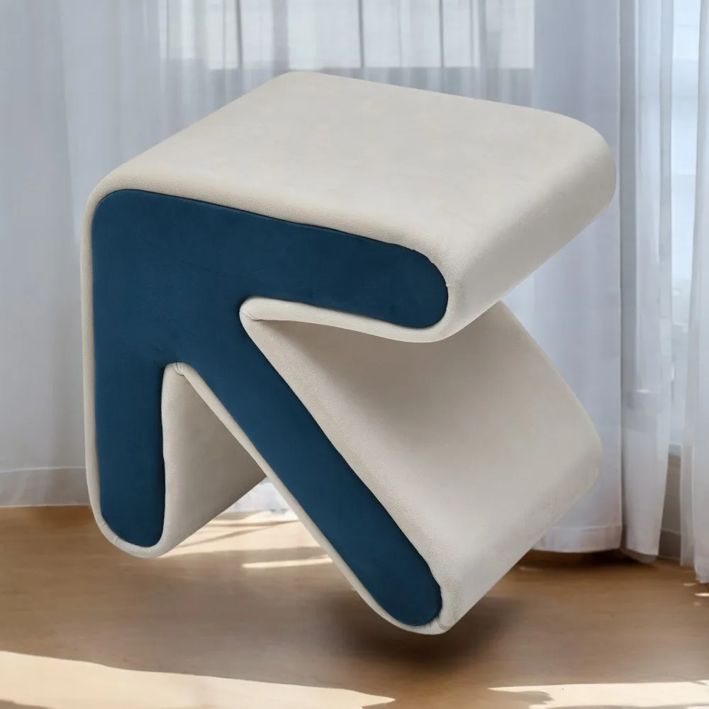 

Modern Creative Upholstered Velvet Sofa Stool Kids Stool Shoe Bench Footrest Footstool Multifaceted Stool Ottoman Coffee Table A