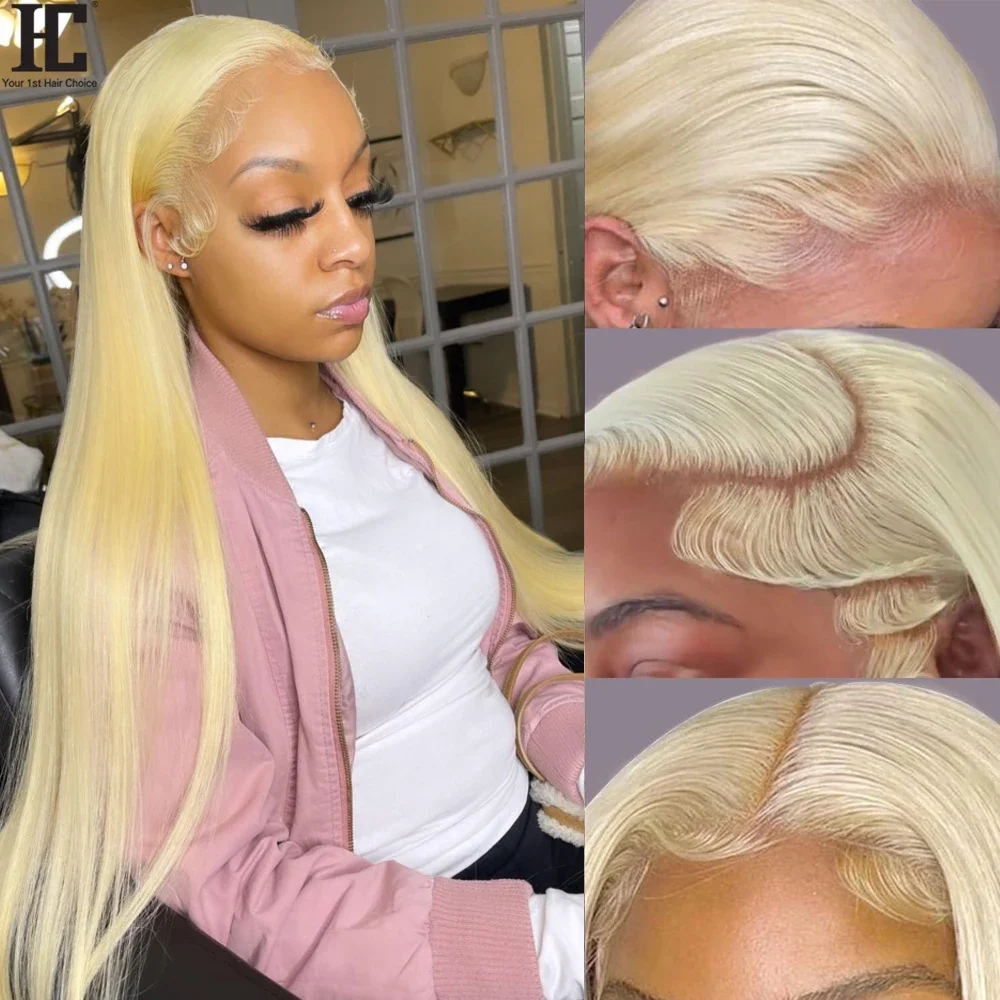 613 Lace Front Wig Human Hair Straight 13x4 HD Lace Front Wig Pre Plucked Transparent Blonde Colored Wigs For Women 34 36 Inch