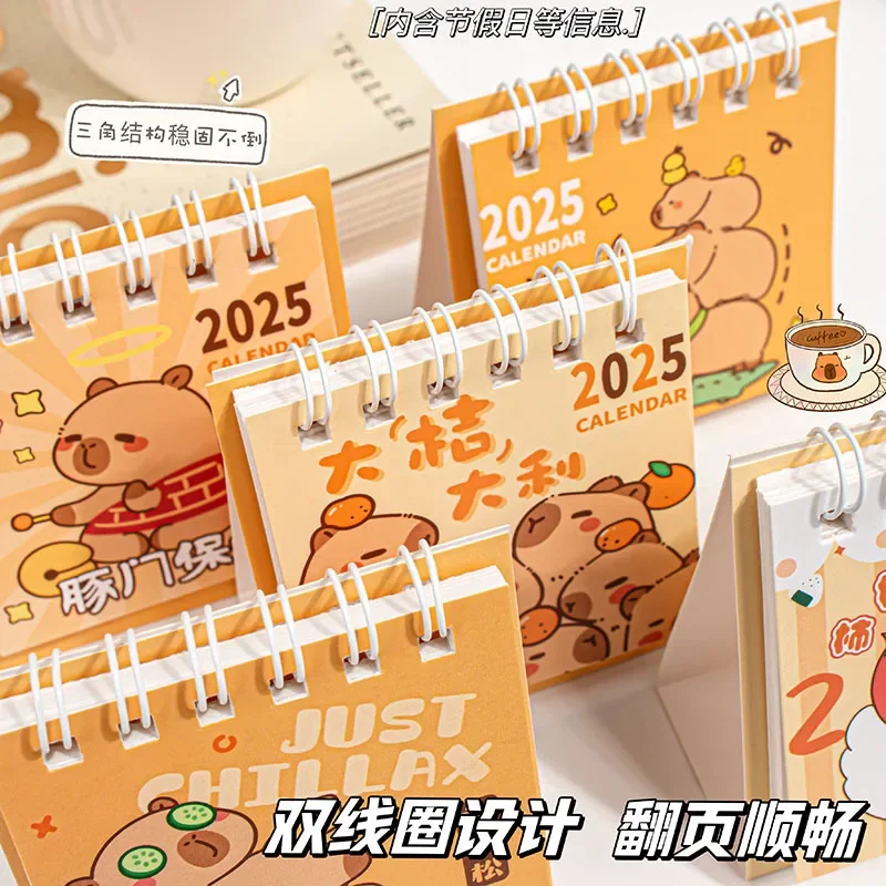 24Pcs Wholesale New 2025 Desk Calendar Cute Calendar clock in desktop ornament Student gift Cartoon Mini Desk Calendar