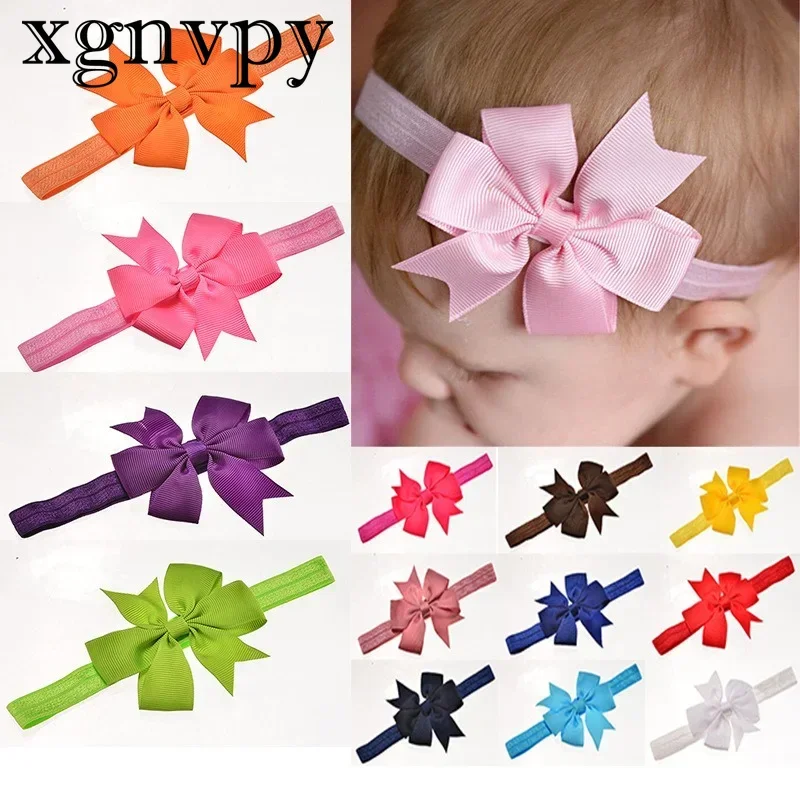 Xgnvpy Baby Girl Headband Infant Hair Accessories Newborn Headwear Christmas Gift Toddlers Bandage Ribbon Bowknot Bow Elastic