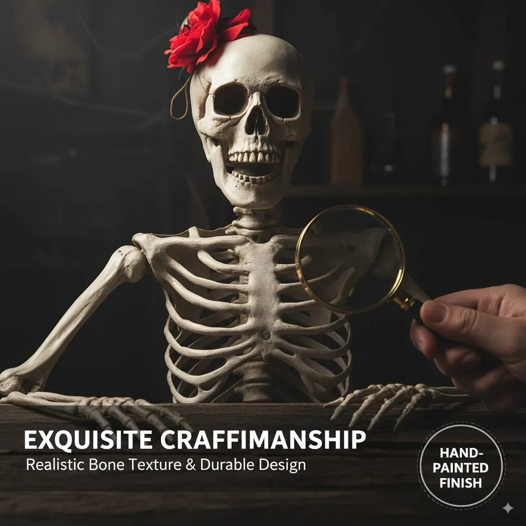 

Life Size Skeleton Prop Flexible Movable Joints Full Human Skeleton Halloween Decor Haunted House Party Indoor Outdoor Ornament