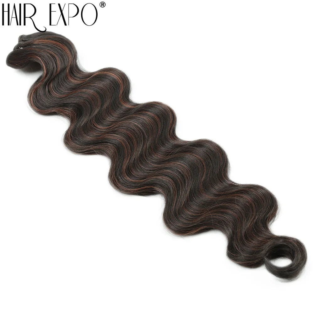 Body Wave Haarbündel 24 Zoll Piano Blonde Natürliche Synthetische Haarverlängerungen Ombre Dicker Pferdeschwanz Lockiges Haar zum Weben für Frauen – Detail 18