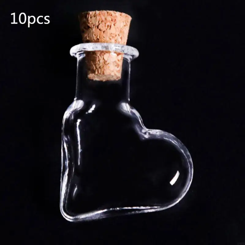10 pçs mini garrafa mensagem desejo vidro vazio com rolhas cortiça frasco deriva claro para festa casamento