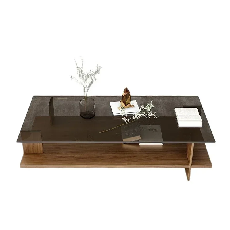 Tempered glass coffee table small apartment living room home modern simple office square tea table Internet celebrity ins