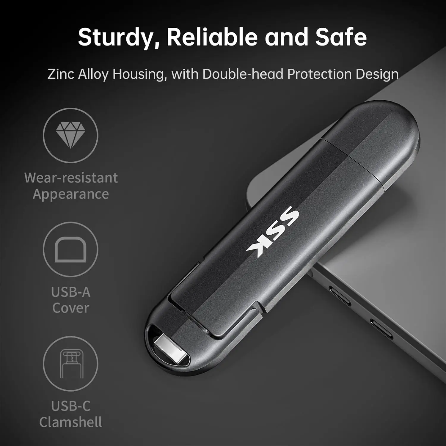 2TB Dual USB-C & USB-A 3.2 Flash Drive, 550MB/s Speed for iPhone/Android/PC/Mac