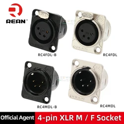 NEUTRIK's REAN Gold plated 4 Pin XLR Female Socket Connector D-type Mount Amplifier Receptacle YS1454BG YS1464BG YS1454 1-10PCS