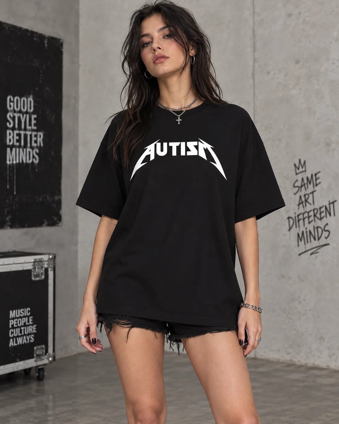 Fashion Autism Metal Rock Meme T-shirt Men Women Hip Hop Short Sleeve Oversized T-shirts Summer Sport Loose T Shirt Tops