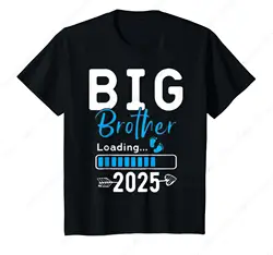 Kids Big Brother Loading 2025 Promoted To Big Brother 2025 T-Shirt Short Sleeves Cotton Tee Shirt Leisure Comfortable Tops