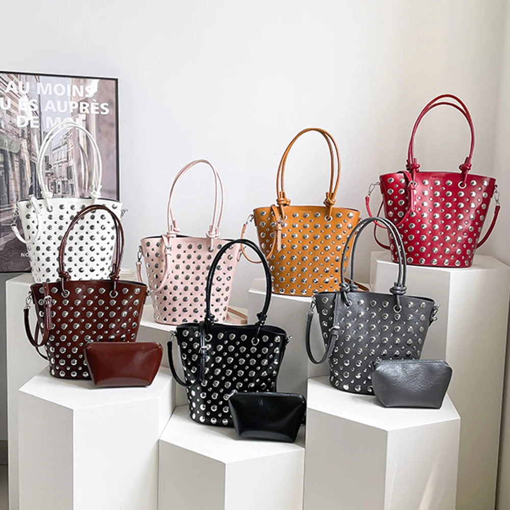 المرأة سعة كبيرة دلو الماء حقيبة الكورية موضة برشام تصميم تنوعا شخصية ركاب كتف واحد حقيبة تحت الإبط #2