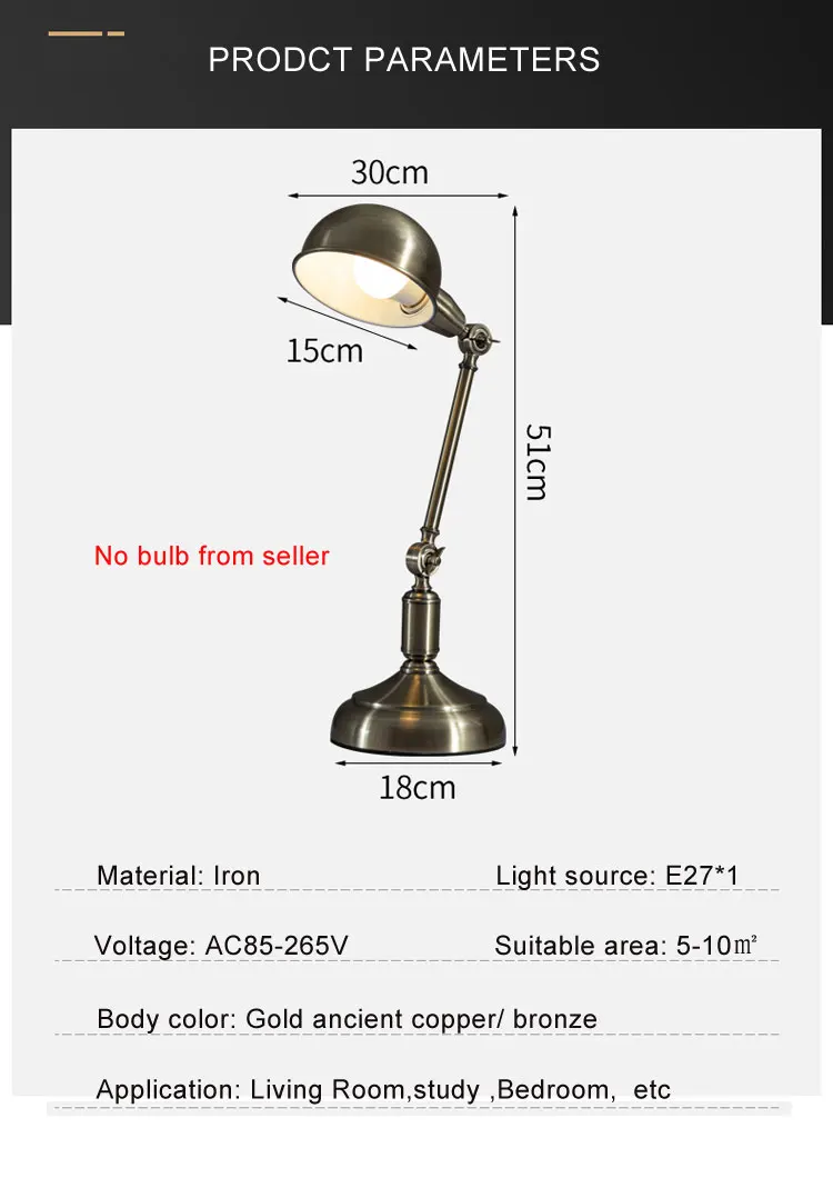 American Style Retro Light Luxury Eye Care Table Lamp Creative Learning Desk Lamp European Style Living Room Bedroom BedsideLamp