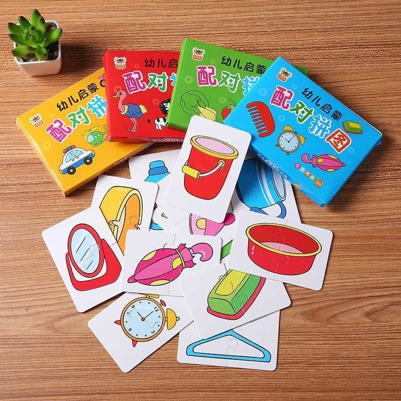 1 Set Toddler Card Match Game Cognitive Truck Fruit Animal Life Set Baby Children Cognitive Early Educational Puzzle Toy