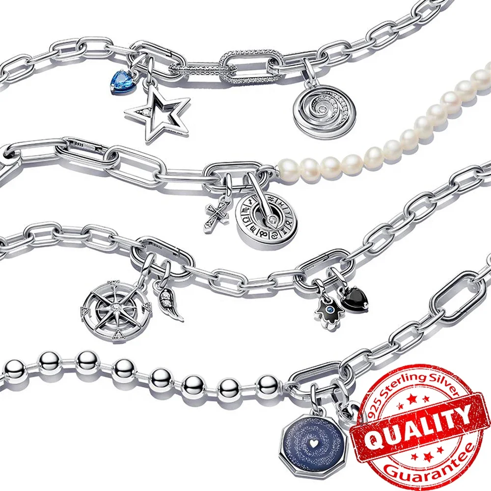 Classic 925 Sterling Silver Zodiac Wheel & Evil Eye & Star Mini Dangle Charm Fit Brand ME Bracelet DIY Jewelry Charm Making