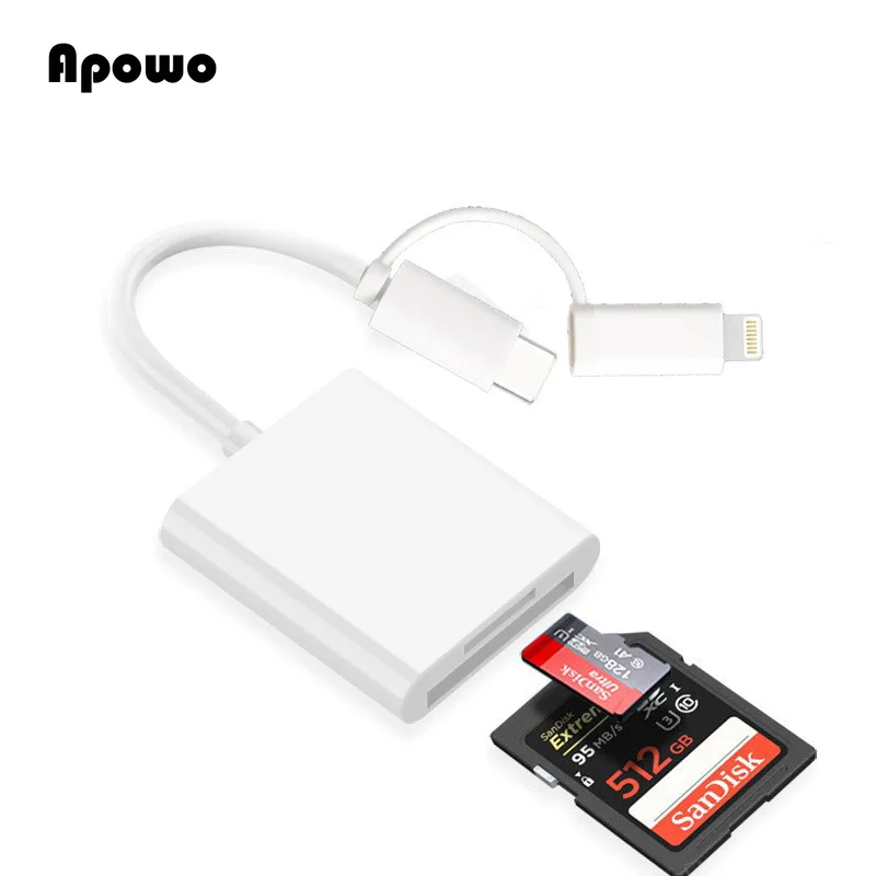 2 in 1 Suitable for Apple TypeC Card Reader SD/TF Card Camera OTG Memory Card Converter TypeC Phone Reader Adapter