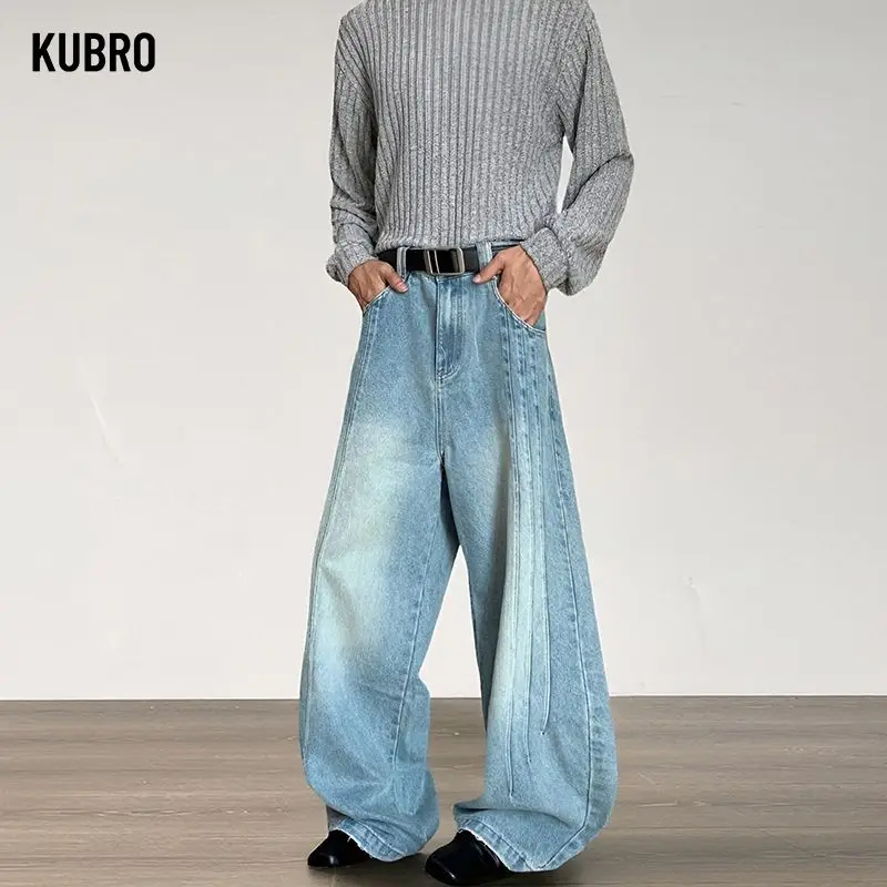 

Осень 202, прямые джинсы в корейском стиле Y2K, мужская мода, универсальные свободные эластичные брюки, мужские потертые джинсы в стиле ретро High Street