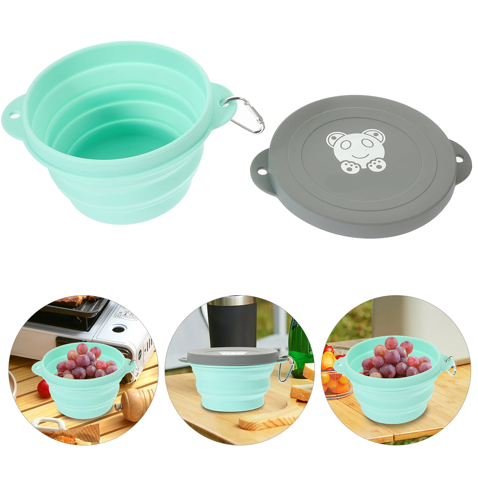 

Portable 1000 Ml Silicone Folding Bowl Kids Feeder Collapsible Easy to Carry Wash Food Snacks Drink Bowls Kitchen Barware