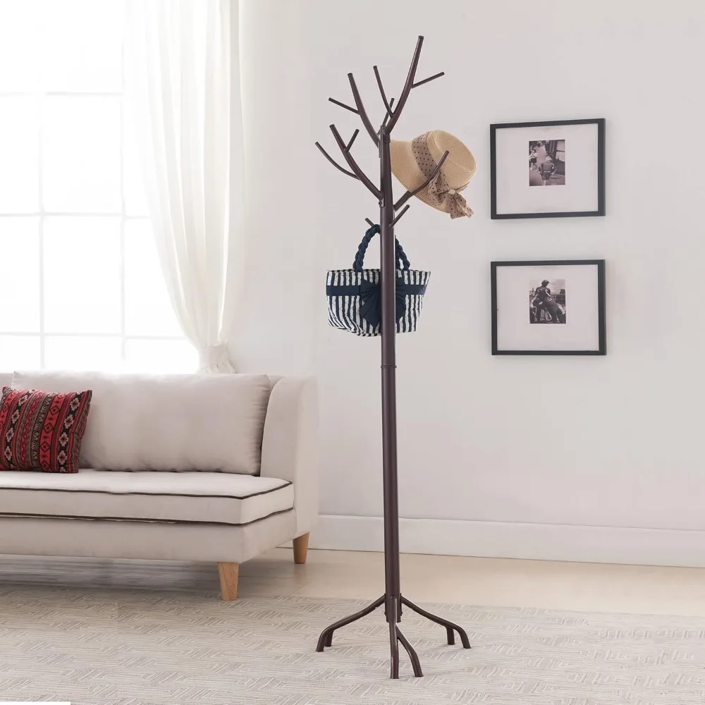 Metal Hall Tree Freestanding Coat & Hat Rack with Branches