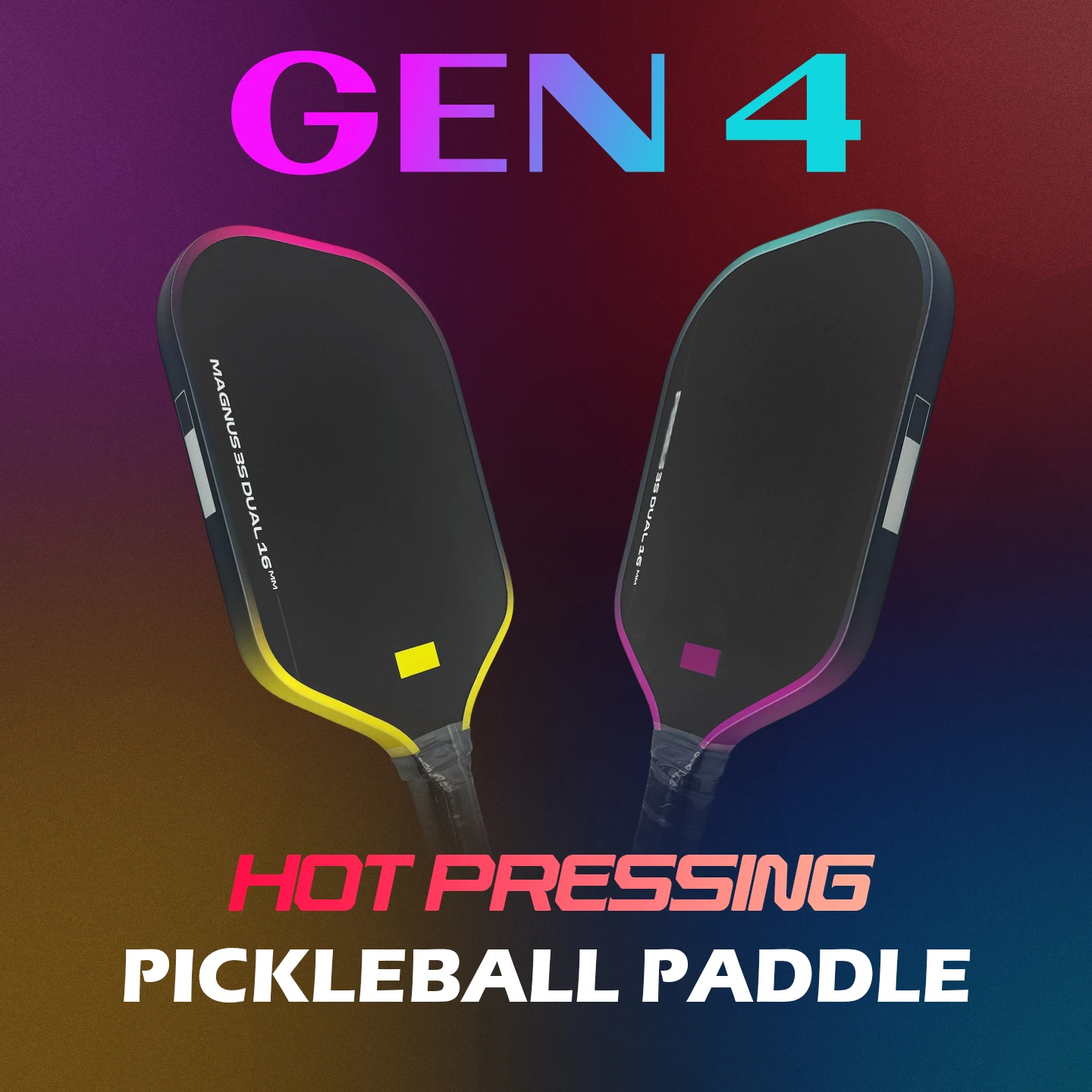 

New 3s Dual Racing Pickleball Paddle 16mm Gradient Color Design for T700 Carbon Fiber Face Gen3 Eva Foam Honeycomb Core