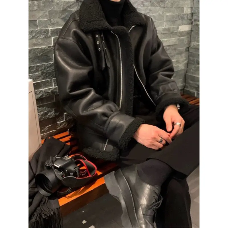 

Winter Jacket Men Warm Black Thick Leather Jacket Men Streetwear Korean Loose Short Coat Mens Parka Male Thicken Jackets Coat