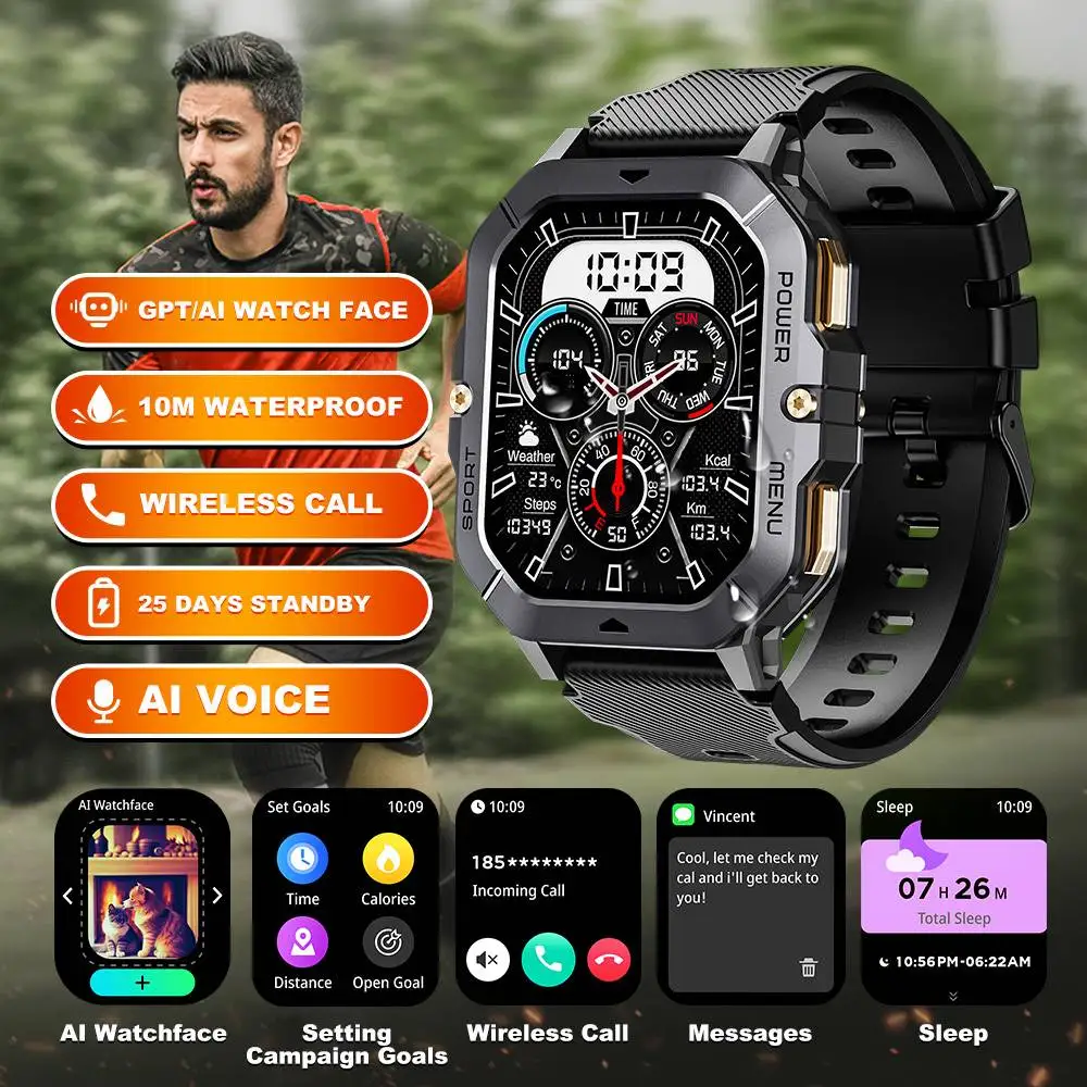 

Leadoys New Smart Watch Men 410mAh Large Battery Outdoor 1 ATM Waterproof Sports Fitness Bluetooth Call Smartwatch